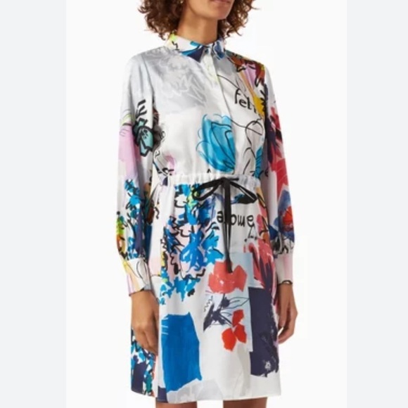 NWT MARELLA Alcuno Graphic Print Mini Shirt Dress Sz 14 US - Picture 2 of 15